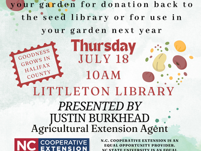 Seed Saving Class — Thursday July 18, 10AM at Littleton Library; presented by Justin Burkhead