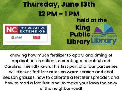All About Fertilizers for Your Home Lawn — Thurs June 13, 12–1 PM at King Public Library