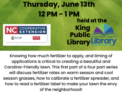 All About Fertilizers for Your Home Lawn — Thurs June 13, 12–1 PM at King Public Library