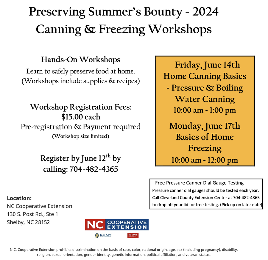 Preserving Summer's Bounty - 2024 Canning & Freezing Workshops