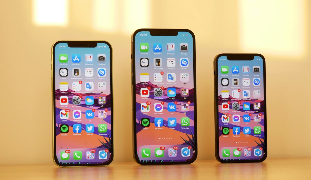 3 phones with apps on screens
