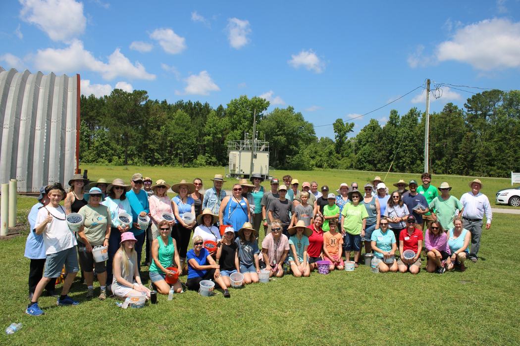 one of the two groups of gleaning volunteers