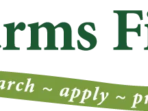 Small Farms Field Day banner with green swoosh reading "~ research ~ apply ~ profit ~"