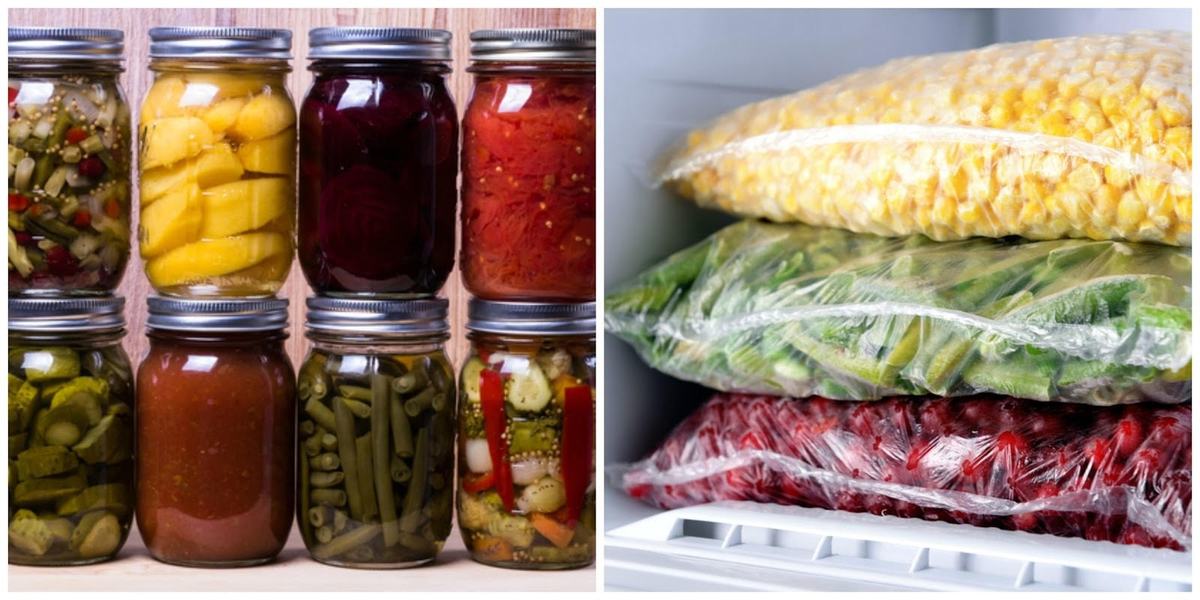 Canned and frozen goods.