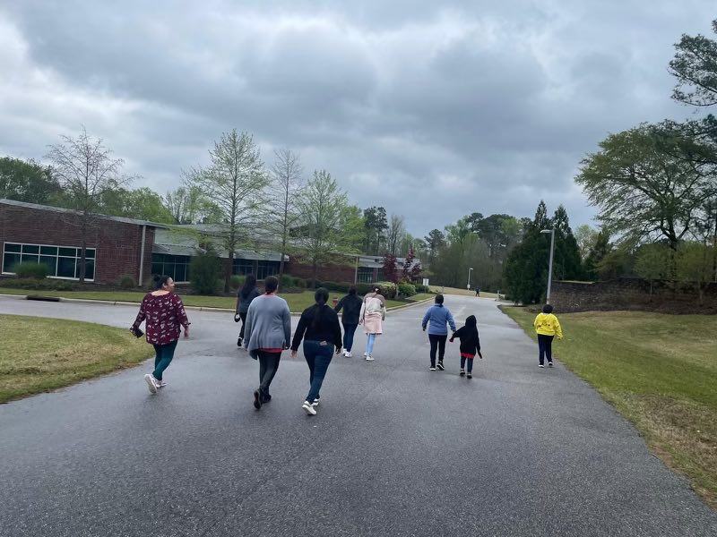 Participants walking
