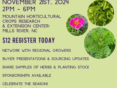 Poster with information on the Medicinal Herb Grower and Buyer event described in the article