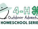 outdoor hat, the text says 4-H outdoor adventures homeschool series and a 4-H clover is at the top right