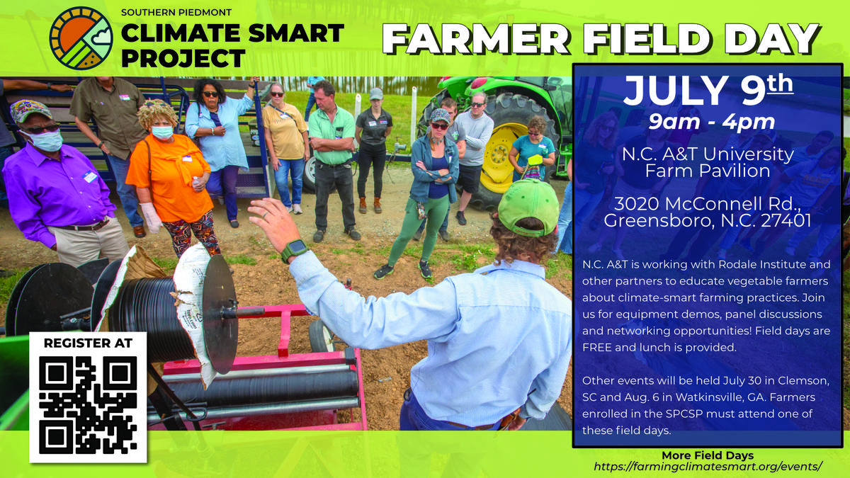 Farmer Field Day — July 9, 9am–4pm; N.C. A&T University Farm Pavilion, 3020 McConnell Rd.
