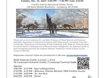 Landscape Professionals: Dec 10, 2024, 5–7:30 PM, Franklin County Ag Center, $10