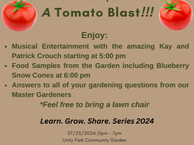 Flyer announcing the Tomato Blast event