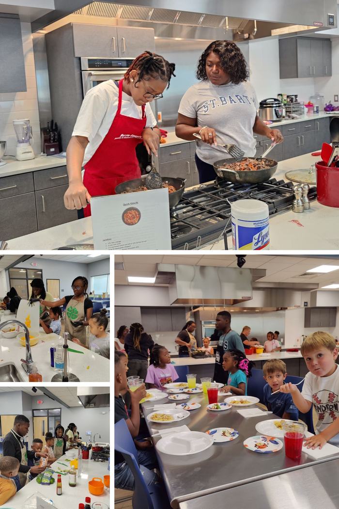 Students learn to stir fry.