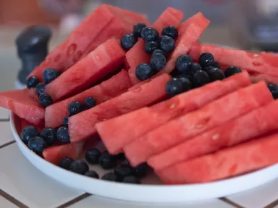 Watermelon and blueberries