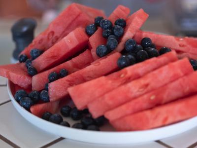 Watermelon and blueberries