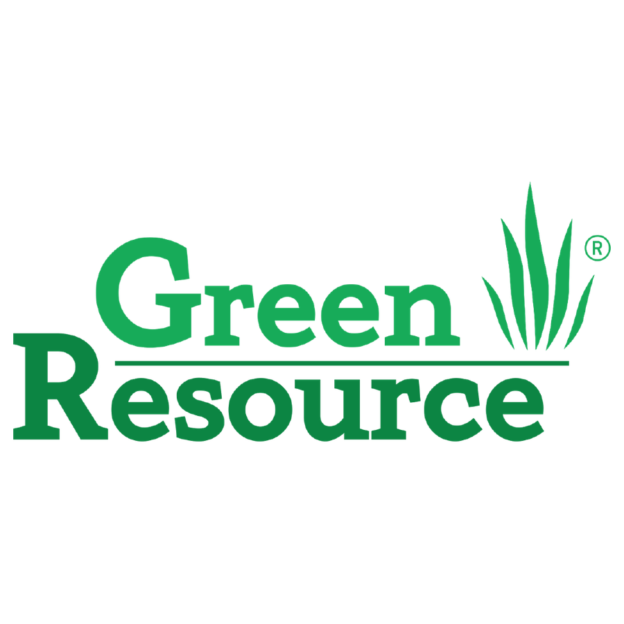 Logo reading "Green Resource" with a stylized grass icon and horizontal underline