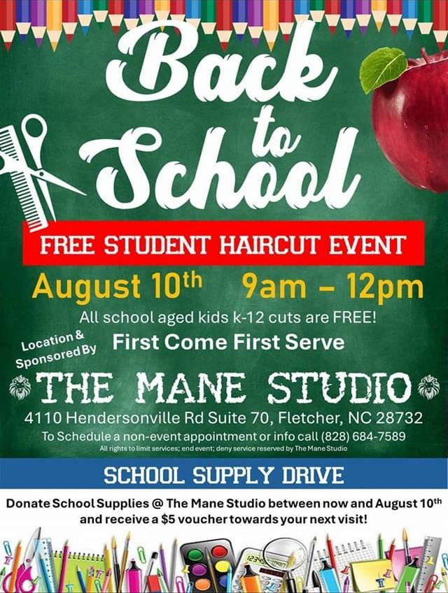Back to School: Free student haircut event, August 10, 9am-12pm at The Mane Studio