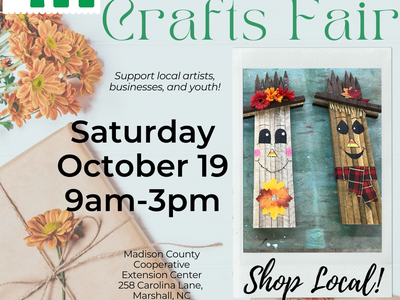 Fall Arts & Crafts Fair — Sat Oct 19 9am–3pm, Madison County Coop Extension, Marshall NC