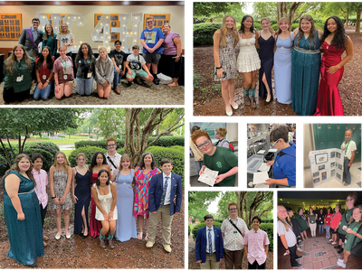 Pictured (clockwise from top) left to right: Back row-Alumni Lance Williams, Emma Haynes, Layla Stoudemire, Kendal Thornburg, Meg Wyatt; Front row: Meredith Potter, Sophia Bobbitt, Holly Thornburg, Mia Clark, Tia Iversen, William Kozak and Ayden Wyatt; Gi