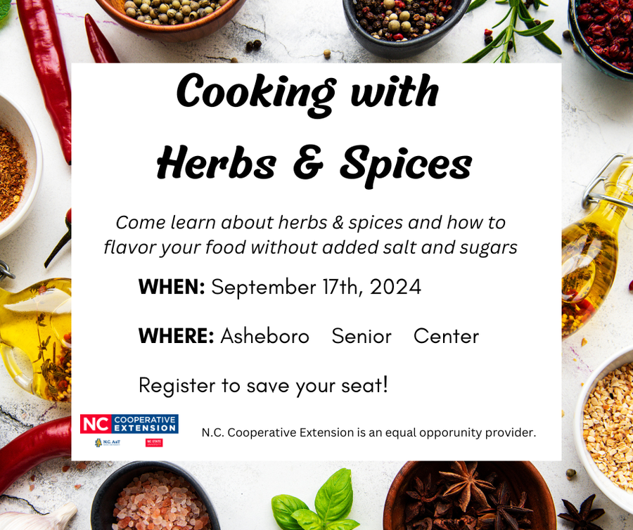 promo for cooking with herbs and spices event