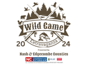 Wild Game Extravaganza 2024 logo with crossed fishing rods, fish, trees, and wildlife silhouettes