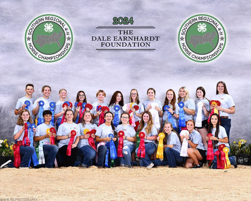 4‑H youth holding ribbons at 2024 Dale Earnhardt Foundation Southern Regional Horse Championships