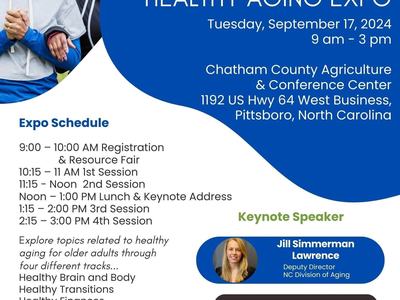 Informational flyer on Chatham Healthy Aging Expo
