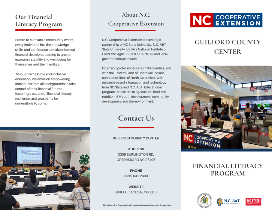 An image of NC Guilford County N.C. Cooperative Extension's Financial Literacy Program brochure