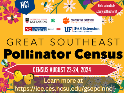 Great Southeast Pollinator Census; Census Aug 23–24, 2024; https://lee.ces.ncsu.edu/gsepcinnc