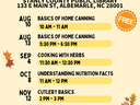 Fall Foods & Nutrition Series flyer — Stanly County Public Library events Aug–Dec, free