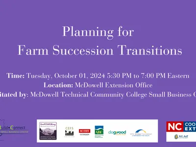 Planning for Farm Succession Transitions; Oct 1, 2024 5:30–7:00 PM; McDowell Extension