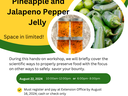 Hands-on Canning Class: Pineapple and Jalapeno Pepper Jelly, Aug 22, 2024