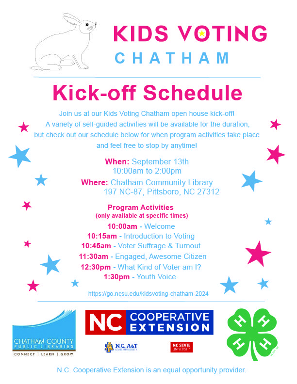 Kids Voting Chatham Kick-off Schedule