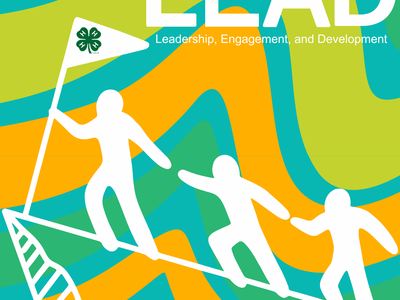 three human forms carrying 4-H flag up a summit