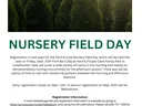 Field day flier with nursery trees and info about event
