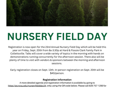 Field day flier with nursery trees and info about event