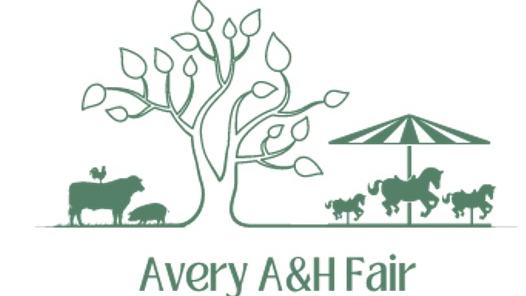 Tree between farm animals and carousel horses; text "Avery A&H Fair"