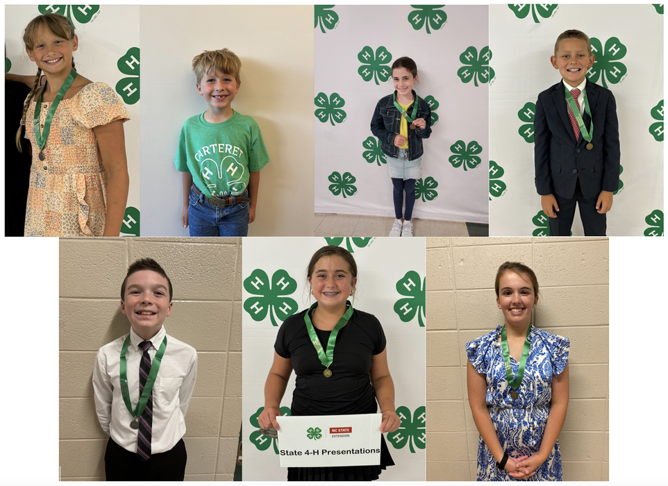 2024 Presentation Participants Top (L to R) Isla E., Walter S., Ella H., Carter B.  Bottom (L to R) Davin T., Cate-Hill B., Bethany C. Not Pictured: Lucille S. 