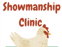 4-H Chicken Showmanship Clinic text with illustrated standing chicken