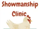4-H Chicken Showmanship Clinic text with illustrated standing chicken