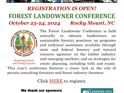 Registration is open: Forest Landowner Conference, October 23–24, 2024, Rocky Mount, NC