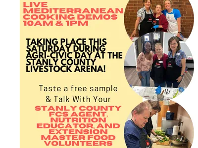 NC Cooperative Extension: Mediterranean cooking demos 10AM & 1PM at Stanly County Livestock Arena