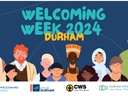 Welcoming Week 2024 Durham banner showing a diverse group of people and partner logos