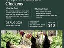 chickens shown on flyer for workshop on 8/29/24
