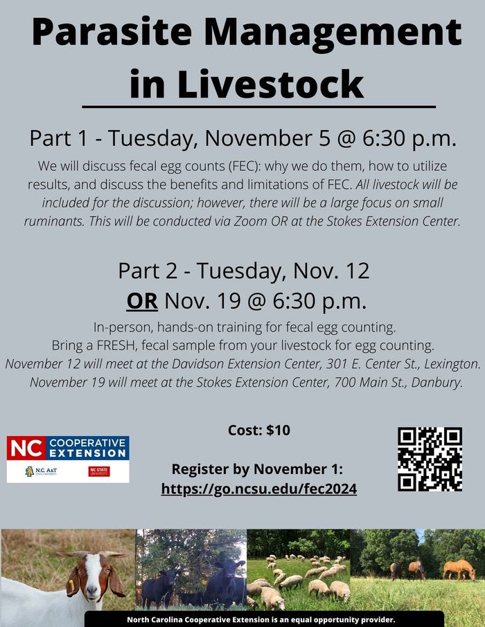 Flyer with sheep, goats, cattle, and horses on it. 