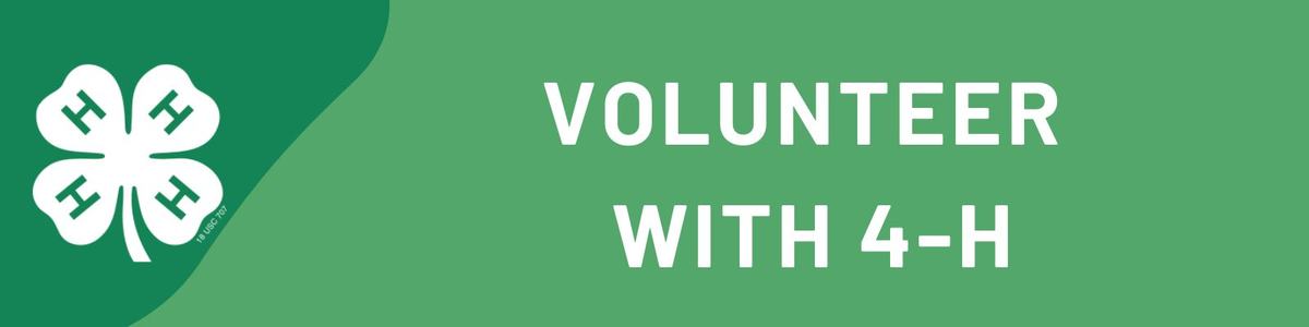 4-H clover logo on left and text "VOLUNTEER WITH 4-H" on green background