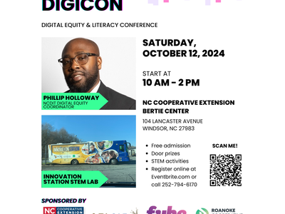 FLYER FOR BERTIE DIGICON: DIGITAL EQUITY AND LITERACY CONFERENCE