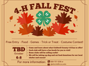 4-H Fall Fest flyer with background of leaves and 4-H logo