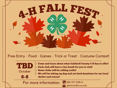 4-H Fall Fest flyer with background of leaves and 4-H logo
