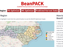 BeanPACK header, "Select Your Region" text and North Carolina regional map with legend