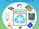 recycle symbol with types of items that can be recycled