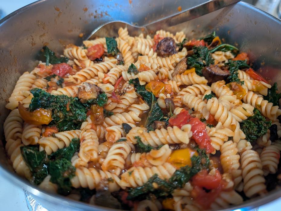 kale in a pasta dish